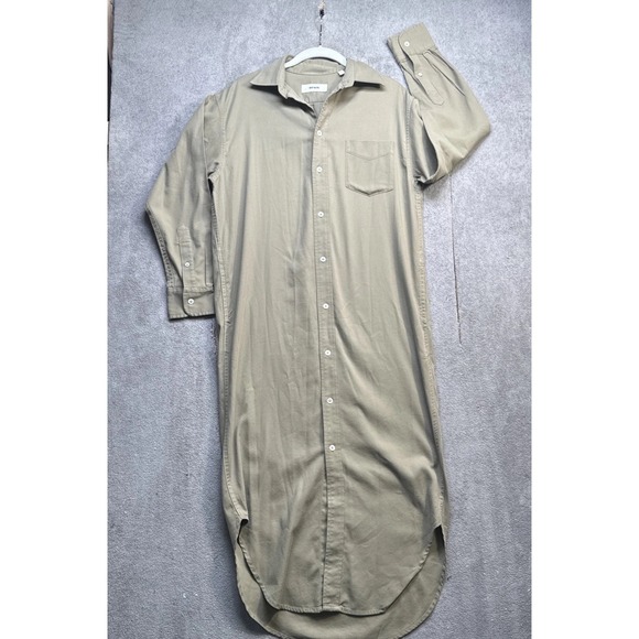 Buck Mason Women's Khaki Brown Long Sleeve Button Front Utility Shirt Dress XS - Picture 2 of 7